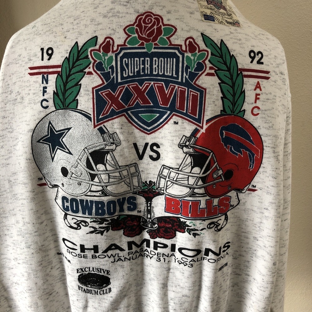 Vintage 1993 Super Bowl XXVII Cowboys vs Bills Champions Sweatshirt‎ Mens Large